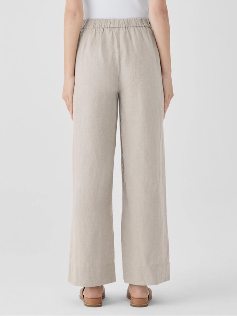 Eileen Fisher NEW Linen Wide Leg Pant Undyed Natural Elastic Waist Womens 1X - Picture 3 of 15